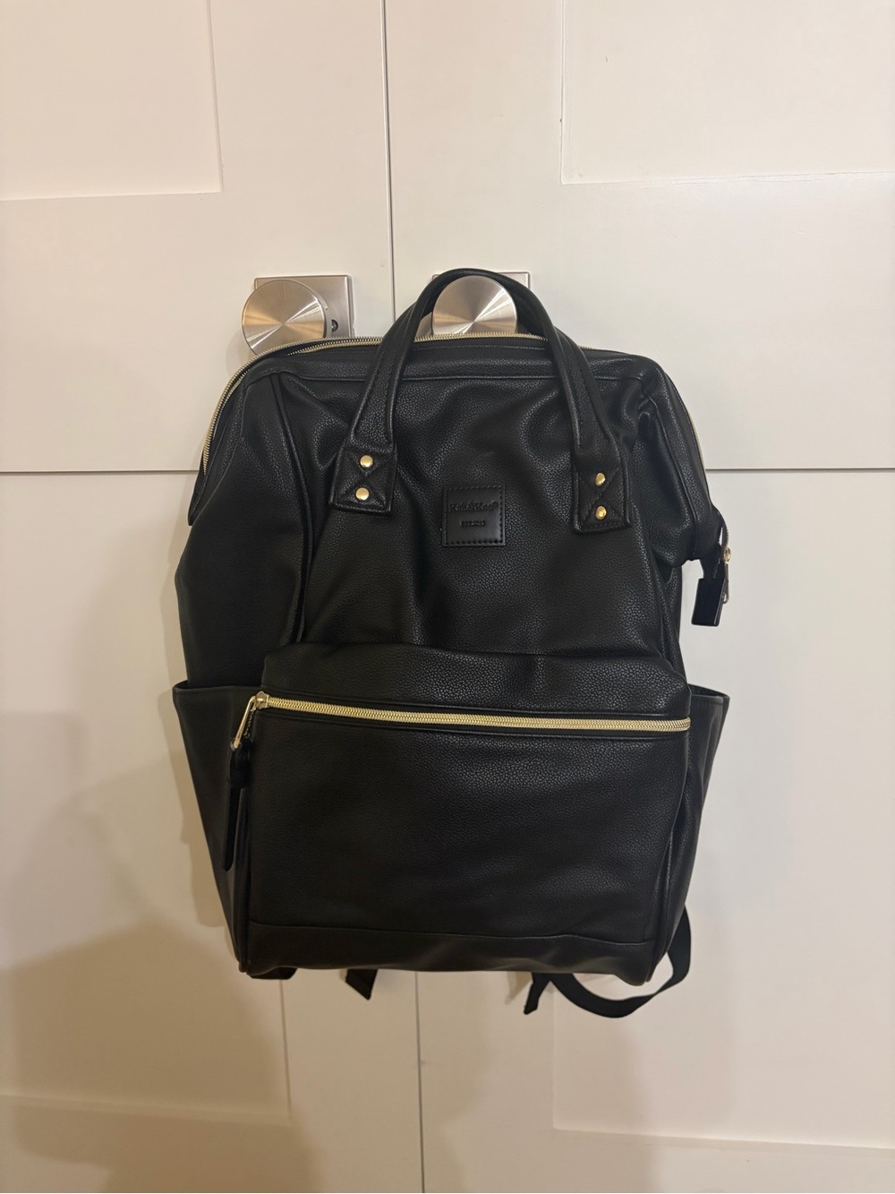 Black Faux Leather Backpack - Classic Carry